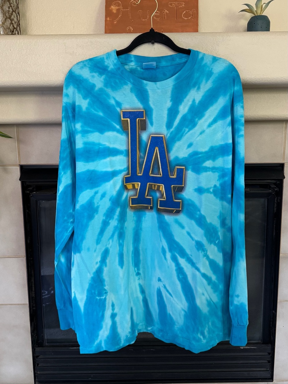 Port and Company Turquoise Blue Tie-Dye LA Logo Long Sleeve Tee